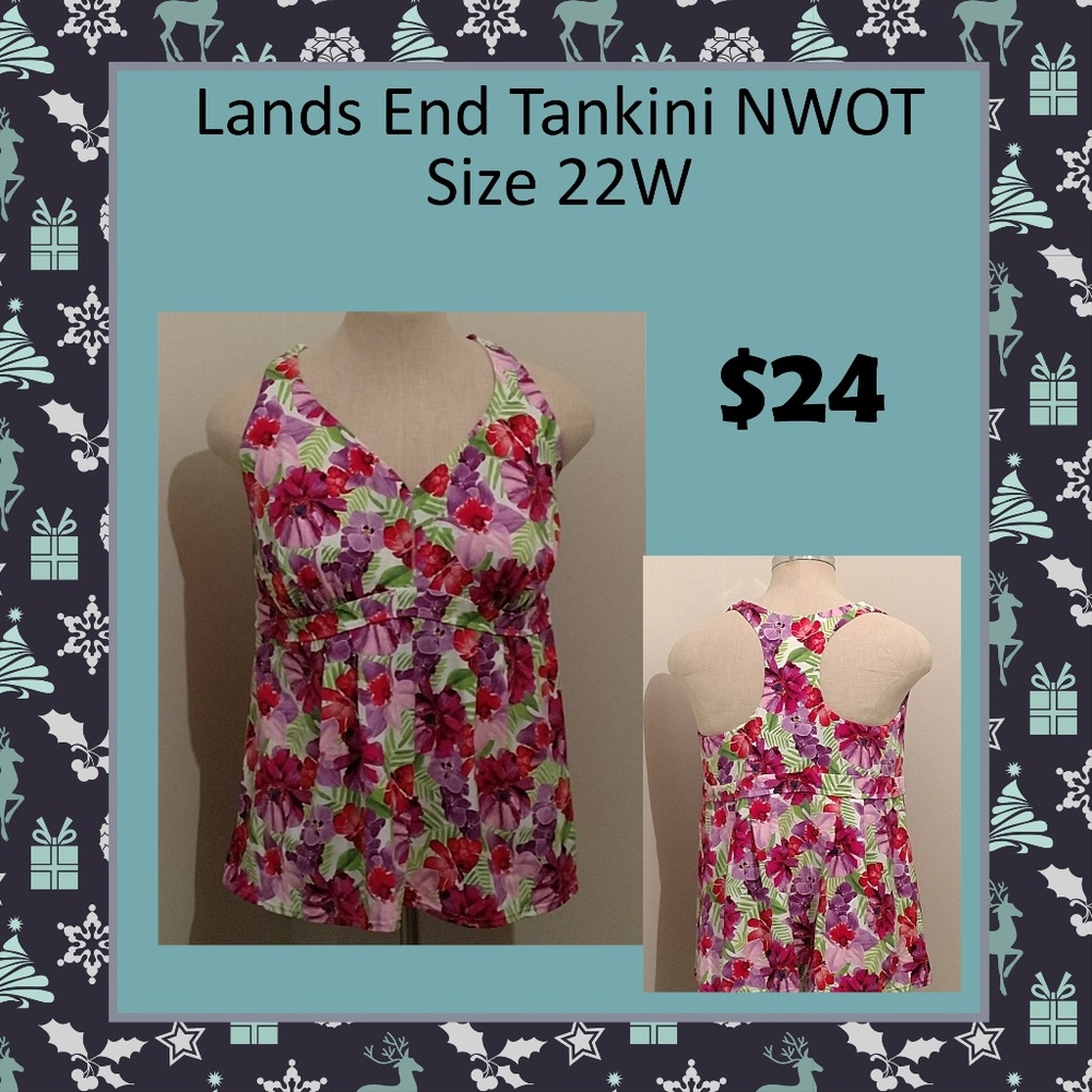 Lands End Tankini Razer Back NWOT Size 22W
